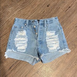 MinkPink Distressed Jean Shorts